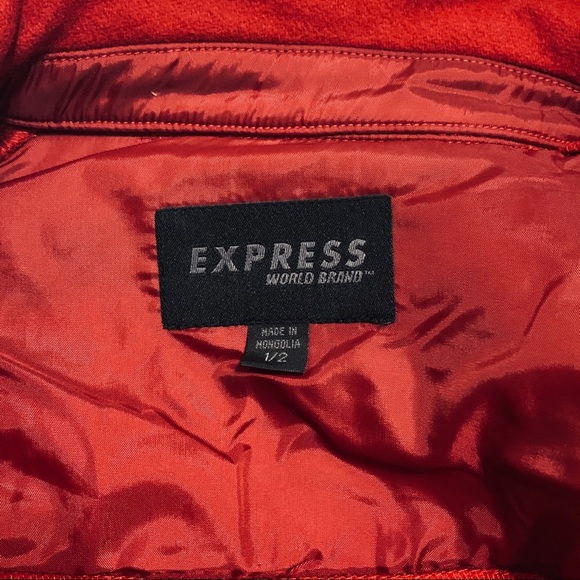 Express Red Collared Snap Button Wool Jacket - Picture 13 of 14
